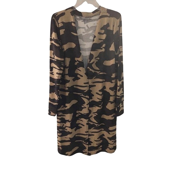 CAMO Print Longline Cardigan Sweater | Size XL - Picture 3 of 12